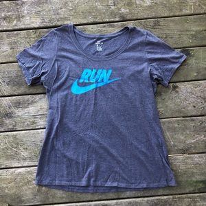 Grey & Light Blue NIKE Run Tee